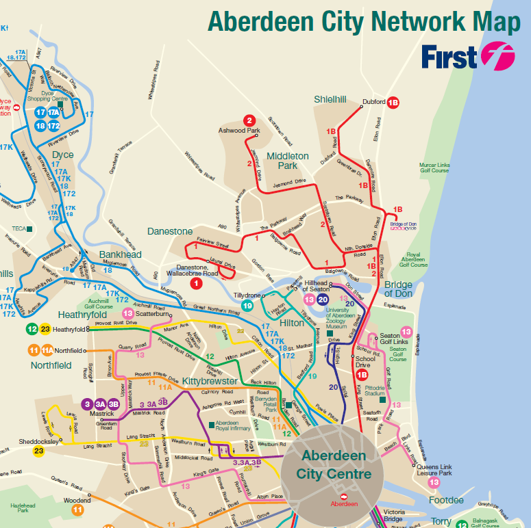 Aberdeen Network Map 2023 | First Bus