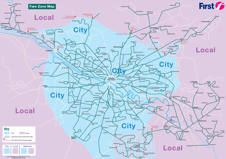 Glasgow Fare Zone Map