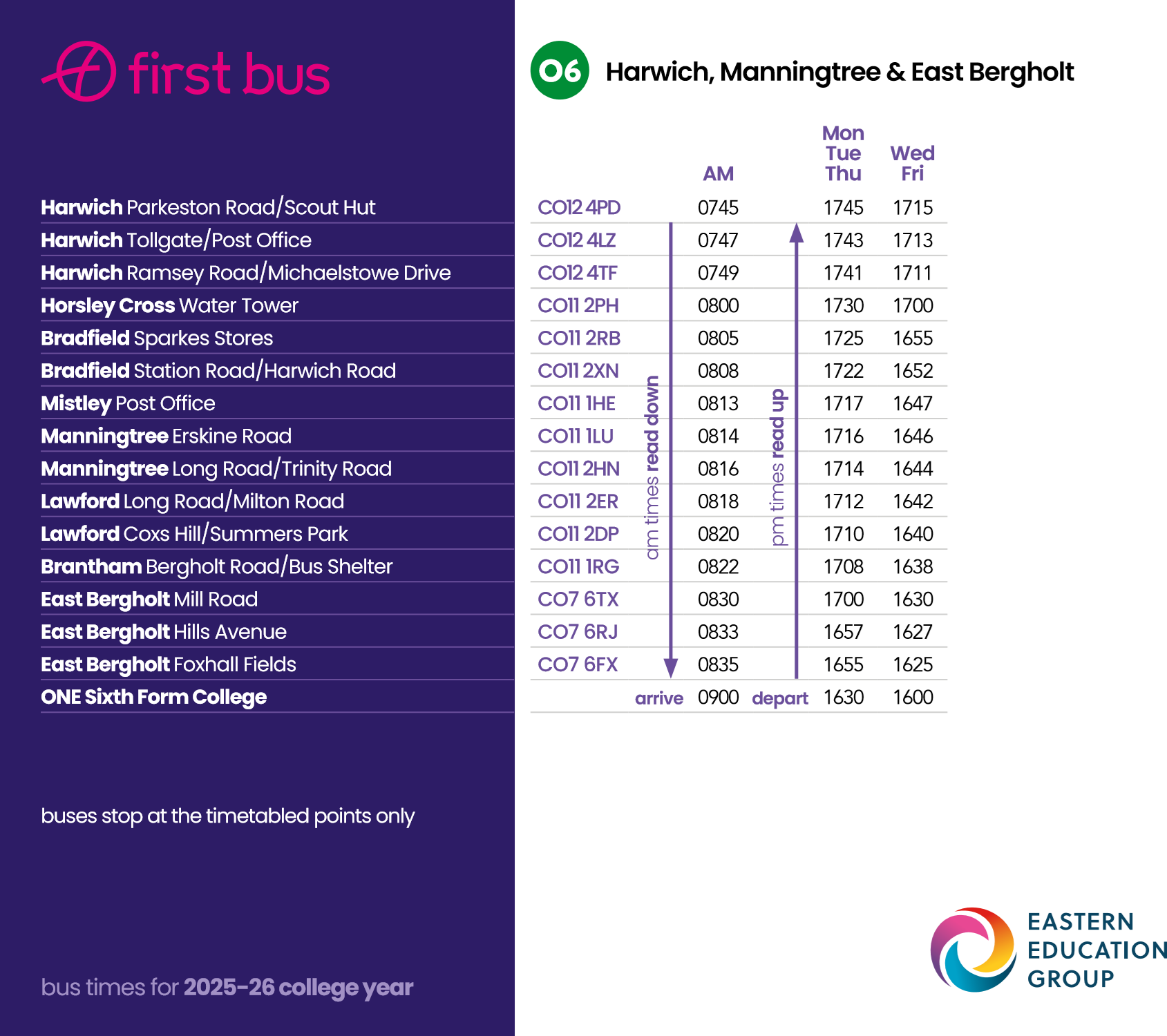 O6 timetable