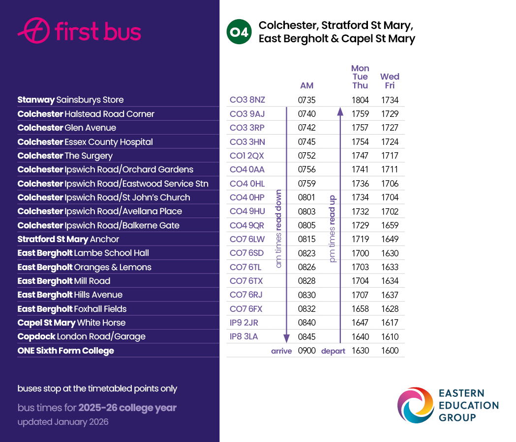 O4 timetable
