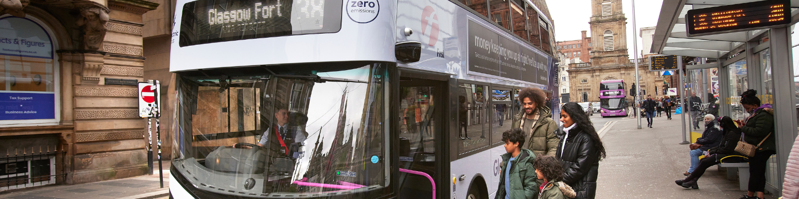 Family on board electric bus