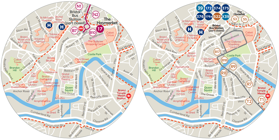 Map showing diversion arrangements for Bus Station part closure.