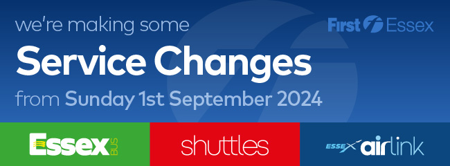 Banner displaying "Service Changes from Sunday 1st September 2024"