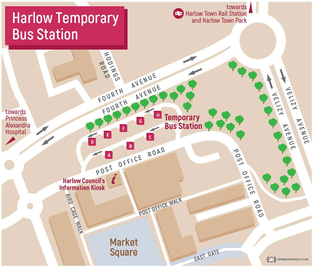 Harlow Temporary Bus Station from Sunday 1st December 2024