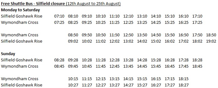 Temporary Timetable