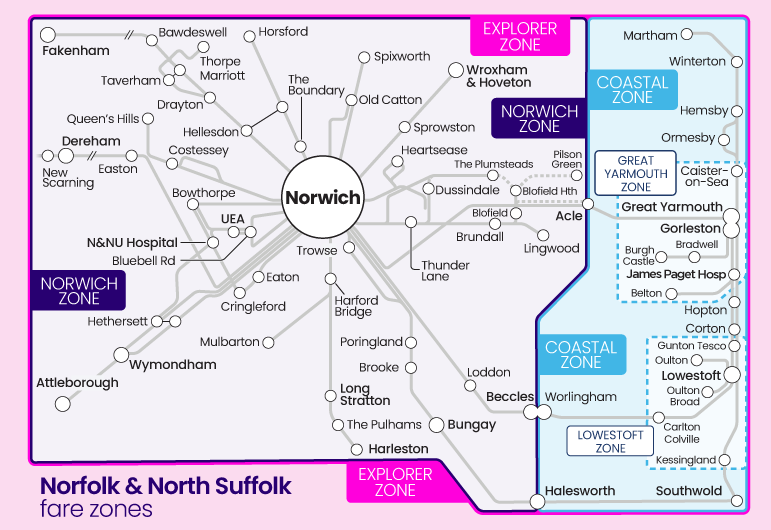 Norfolk and North Suffolk fare zones student savers