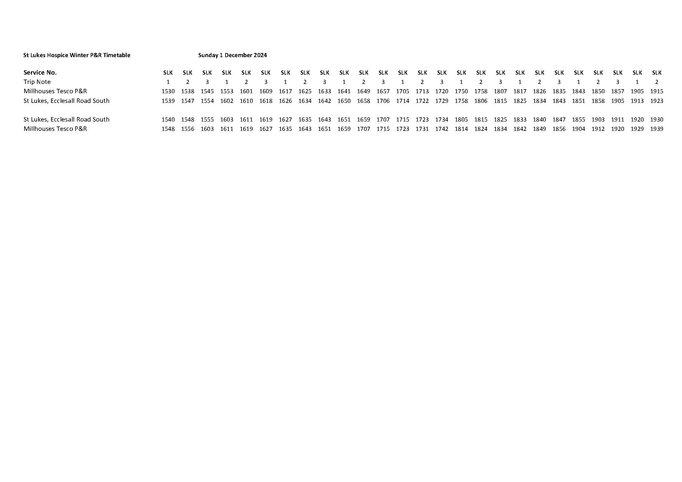 FoL timetable